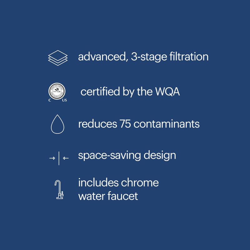 Brondell Coral UC300 Under Sink Water Filtration System â€“ Reduces PFAS, Lead, & Chlorine in Drinking Water, Water Purifier with Designer Chrome Faucet â€“ Quick Change Filter, WQA Gold Seal-Certified - Image 3
